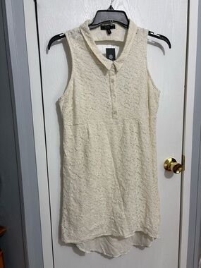 NEW Jessica Simpson Sport Cream Lace Collared Tunic Dress Large